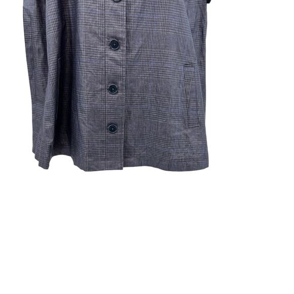 Brooks Brothers Cape Jacket Coated Plaid Check Print Linen Blue Size Large - Picture 4 of 12